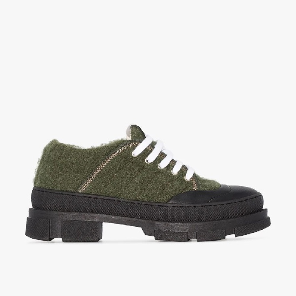 GANNI Khaki Hybrid Woolly Sneakers In Green